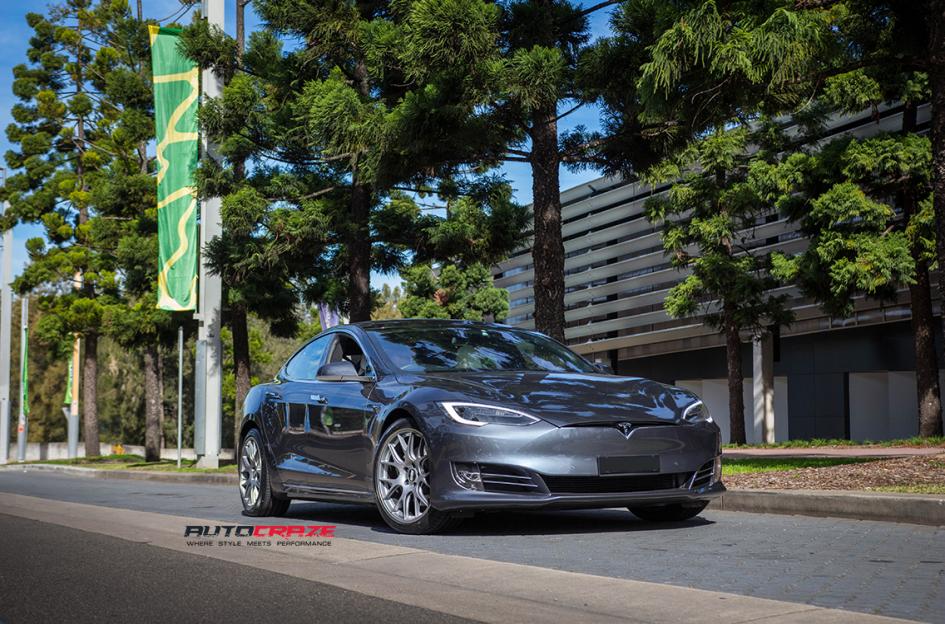 TESLA MODEL S CH R MATTE TITANIUM WITH STAINLESS STEEL RIM PROTECTOR